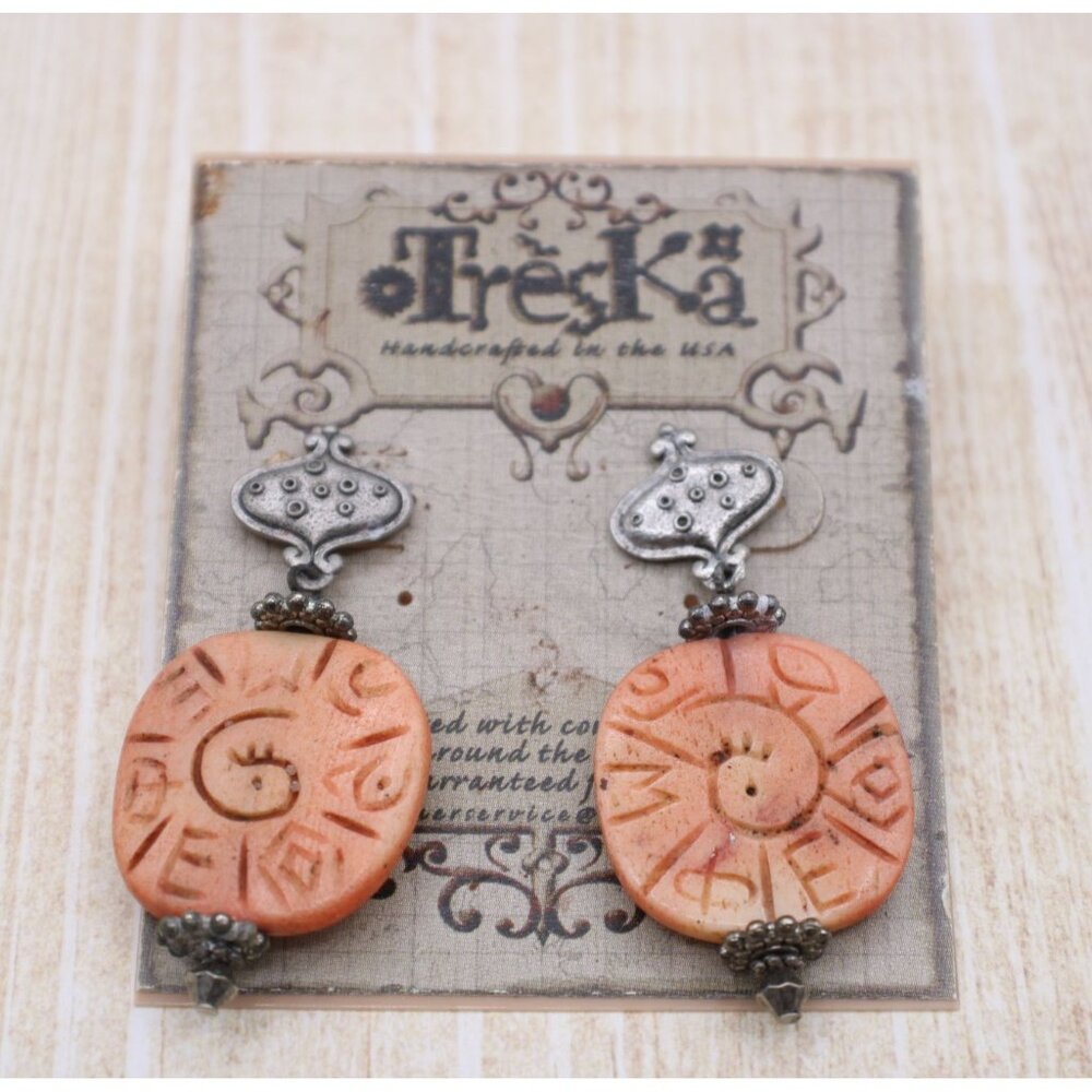 Treska Earrings Handcrafted Silver Dangle Tribal Aztec Southwest Unique Boho
